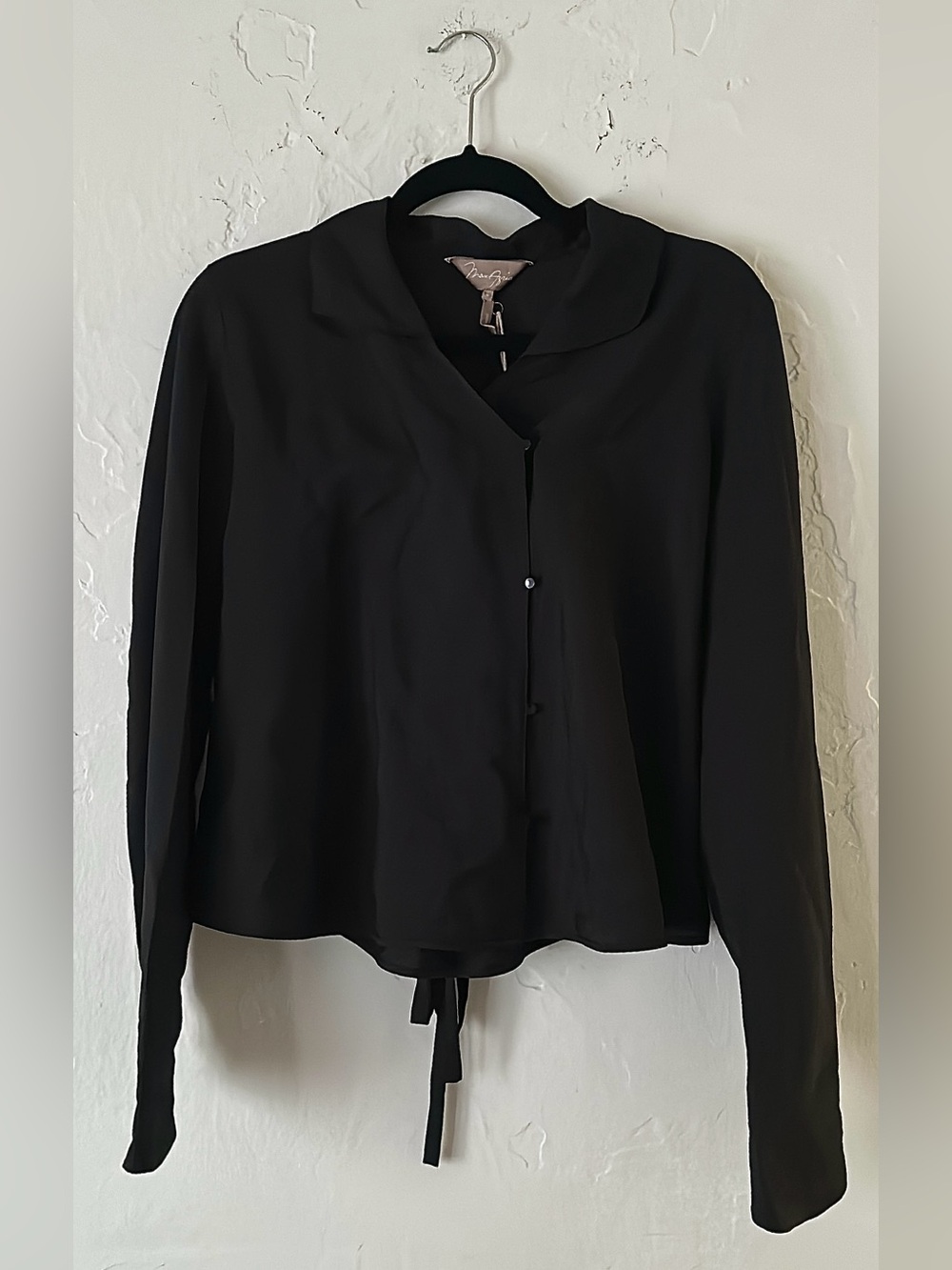 NWT Max Azria Assymetrical Button-Down Blouse with Tie Back